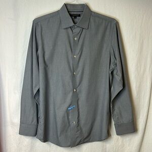 Banana Republic Men’s Dress Shirt Size M 15-15.5 Gray 100% Cotton Dry Cleaned